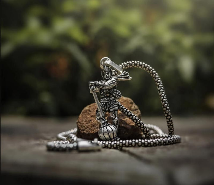 Hanumanji With Gada Silver Pendant Chain